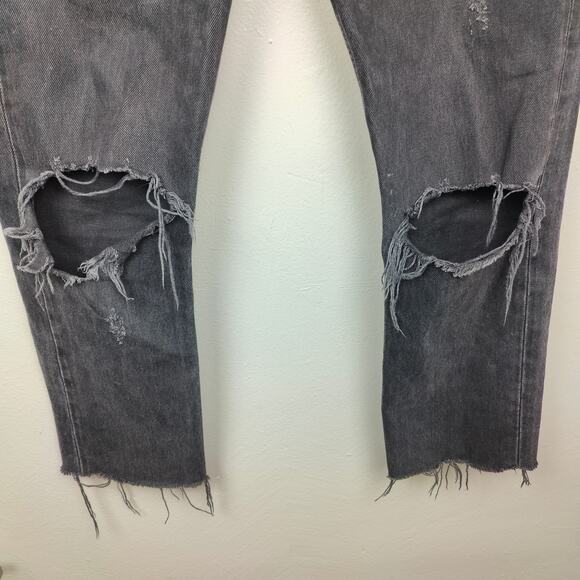 Agolde Cherie High Rise Straight Jeans Womens 26 Distressed Black Wash Organic - Picture 4 of 9